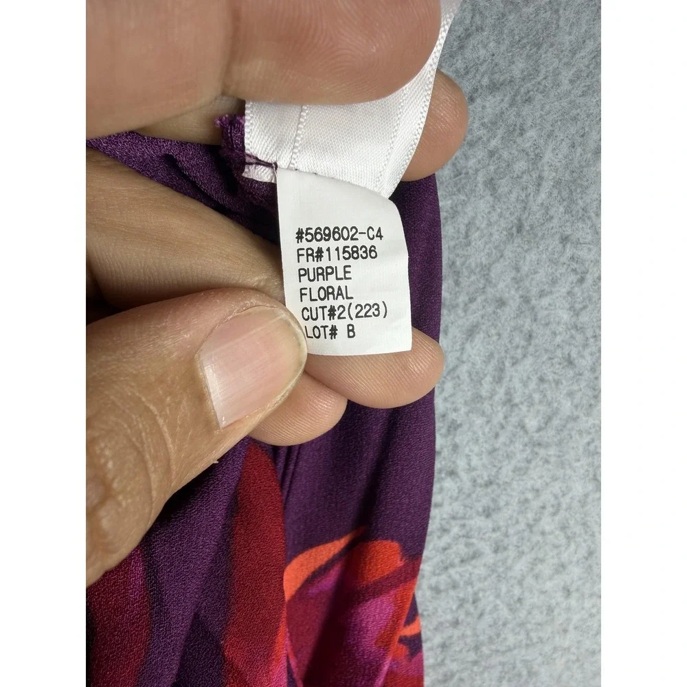 A New Day Skirt Womens Small Purple Floral Pleated Midi Elastic Waist Chiffon